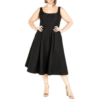 City Chic Estella Jacquard Midi Dress in Black at Nordstrom Rack, Size S/16W