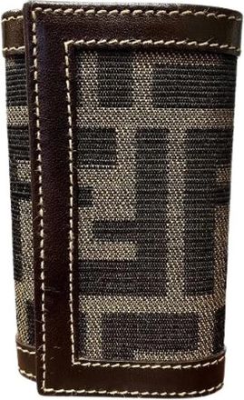 Fendi Pre-owned Accessories, male, Brown, Size: ONE SIZE Pre-owned Zucca Canvas Leather Key Case