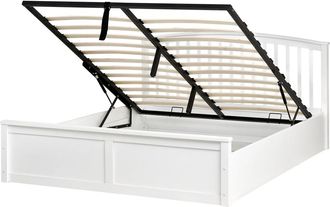 Beliani Cama matrimonial de madera blanco 160x200