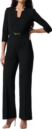 Joseph Ribkoff Scuba Crepe Wide-Leg Jumpsuit In Black