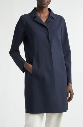 Herno Snap Front Performance Scuba Knit Coat in 9200 Navy at Nordstrom, Size 10 Us