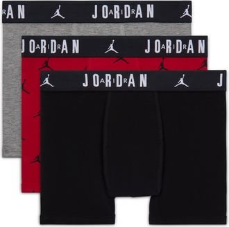 Nike Jordan Big Kids Flight Cotton Essentials Boxer Briefs (3-Pack) in Multicolor | 9J0840-R78