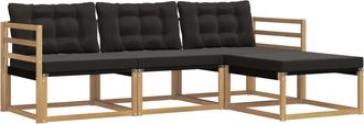 vidaXL Conjunto De Sof&aacute;s De Exterior 4 Uds. Blanco Y Negro Vidaxl