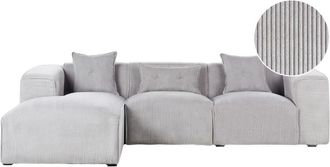 Beliani Sof&aacute; de 3 plazas 3 personas de tejido gris