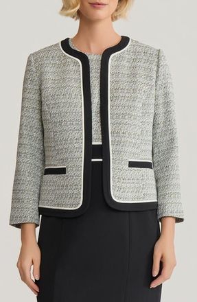 Kasper Contrast Detail Tweed Jacket in Loden Dusk Multi at Nordstrom, Size 10