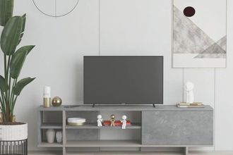 Decortie Stockton Modern TV Unit with Storage 160cm in Grey | Size: 1 Pack