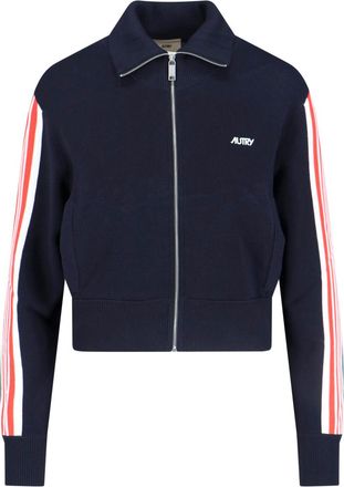 Autry Navy Viscose Blend Zip Sweatshirt