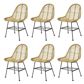 vidaXL Sillas De Comedor 6 Unidades Rat&aacute;n Natural Vidaxl