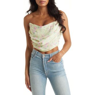 House of CB Vivienne Floral Corset in Lemon at Nordstrom, Size X-Small