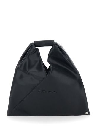 Maison Margiela Girls Handbag Triangular Silhouette Black Leather Shoulder Bags