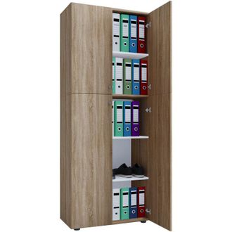 ebuy24 Mobile ufficio vcm con 5 scomparti moderno armadietto con porte rotanti Dimensioni ca. b. 70 x a. 184 x t. 40 cm - Lona 5 scomparto (Sonoma rovere