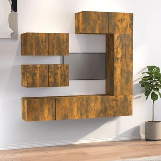 Berkfield Home 6 Piece TV Cabinet Set Smoked Oak Engineered Wood in Brown