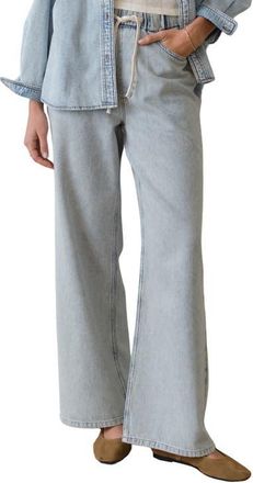 Marine Layer Ella Wide Leg Drawstring Jeans in Light Wash at Nordstrom, Size Medium