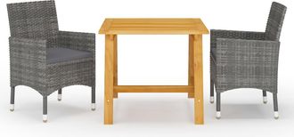 vidaXL Juego De Comedor De Jard&iacute;n De 3 Piezas Gris Vidaxl