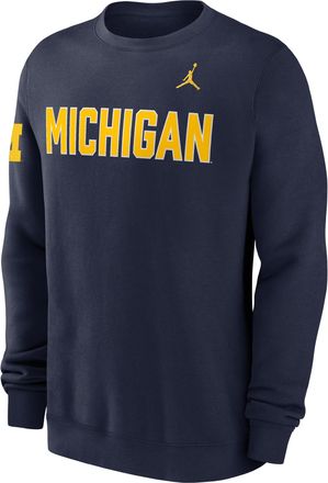 Nike Jordan Mens Michigan Sideline Club Jordan Brand College Pullover Crew in Blue | 0JTT41SMWN-R0M