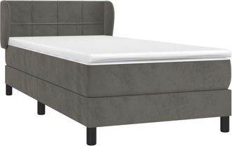 vidaXL Cama Box Spring Con Colch&oacute;n Terciopelo Gris Oscuro 90x200 Cm Vidaxl