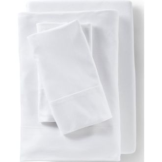 Lands End Lightweight Stretch Modal Jersey Heathered Bed Sheet Set in White at Nordstrom, Size Queen