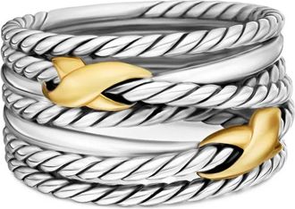 David Yurman Anello Double X Crossover in oro giallo 18kt e argento sterling (13mm)