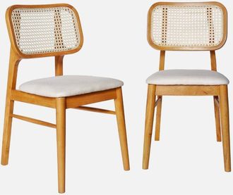 Sweeek Silla Bohemia De Madera De Hevea Y Rejilla, Set De 2