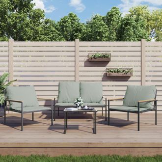 vidaXL Juego Muebles De Jard&iacute;n 3 Pzas Y Cojines Acero Gris Antracita Vidaxl