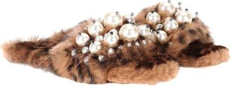 Miu Miu Embellished Faux Fur Slippers Size 38.5