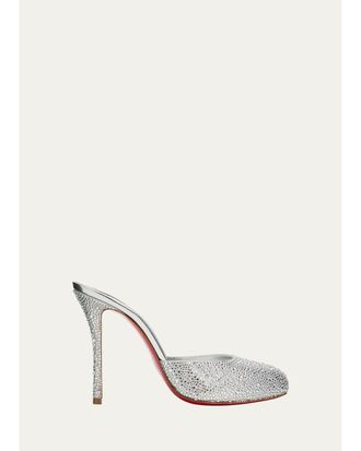 Christian Louboutin 100mm Dolly Strass Metallic Leather Mules