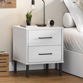 vidaXL Furniture Limited - Mesita De Noche Patas De Metal Madera Maciza