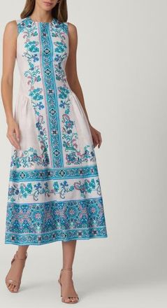 Shoshanna Warwick Tile Print Adele Dress in Sky Blue Multi at Nordstrom, Size 14