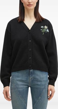 Kenzo Cardigan con ricamo floreale - Nero