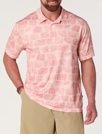 Nautica Big & Tall Stamped Floral Performance Polo Shirt in Conch at Nordstrom, Size Xxx-Large