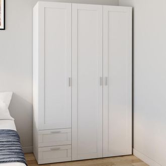 IDMarket Armario De 3 Puertas Vito Blanco 120 Cm Con 2 Cajones Y Estantes
