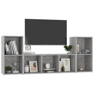 Berkfield Home Classic 3 Piece TV Cabinet Set Concrete Grey Engineered Wood
