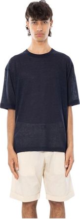 White Sand Tops, Heren, Blauw, M, Linnen, Linnen Blend Oversized T-shirt