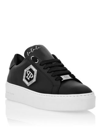 Philipp Plein Nappa Leather Low Top Sneakers Crystal Fatale Women in Black at Nordstrom, Size 35