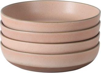 Gibson Home William Crest 4-Piece Reactive Glaze Stoneware Dinner Bowl Set in Pink at Nordstrom