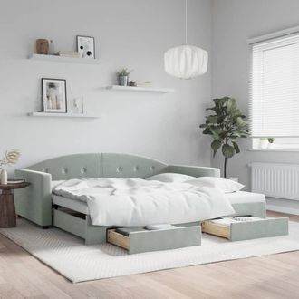 vidaXL Vidaxl - Sof&aacute; Cama Nido Con Cajones Terciopelo Gris Claro 100x200 Cm