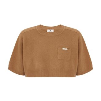 Elisabetta Franchi Dames, Truien, Bruin, Maat: XS Wol