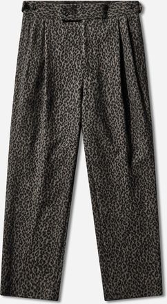 Needles Men s Leopard Jacquard Side Tab Tucked Trousers Charcoal