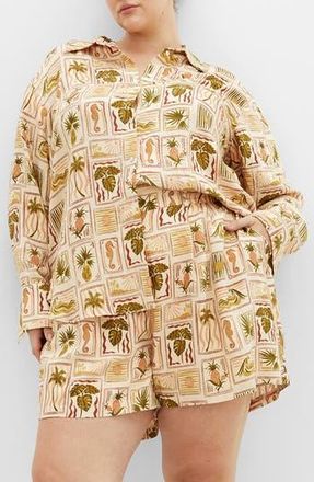 City Chic Bella Print High-Low Tunic Shirt in Cool Tropics at Nordstrom Rack, Size Xxl/24W