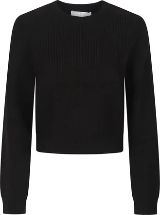 Iro Celena Cropped Black Ribbed Viscose Sweater