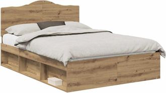 vidaXL Estructura De Cama Con Cabecera Roble Artesanal 150 X 200 Cm Vidaxl