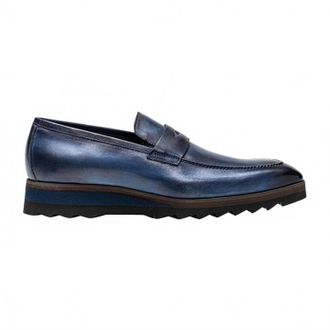 Jose Real Shoes Mens Italian Ribbed Soft Bottom Loafer In Blue