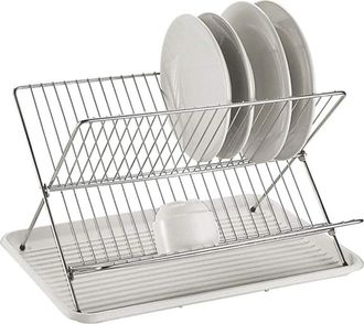 OEM Egouttoir &Agrave; Vaisselle - Acier Chrom&eacute; Et Structure Blanche - Pliable - Pour Cuisine Maison Ou Appartement - 1 Pi&egrave;ce
