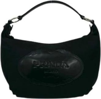 Prada Pre-owned Shoulder Bags, female, Black, Size: ONE SIZE Pre-owned Nylon Leather Shoulder Bag