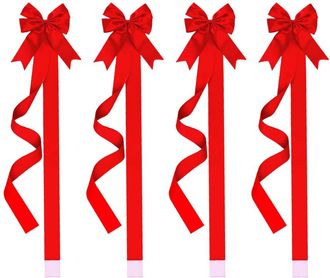 OEM 4 Adornos Navide&ntilde;os De Pajarita De Poli&eacute;ster - Dados Rojos
