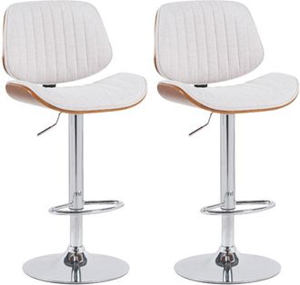 Clp Clp - Lote De 2 Taburetes De Bar Clawson De Tela Nogal/crema Cromado