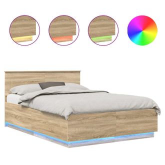 vidaXL Estructura De Cama Con Cabecera Roble Sonoma 140 X 200 Cm Vidaxl