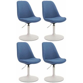 Clp Set De 4 Sillas De Comedor Maverick En Tela Azul Blanco