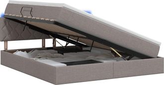 vidaXL Cama De Almacenamiento Led Con Colch&oacute;n Topo 140 X 200 Cm Tela Vidaxl