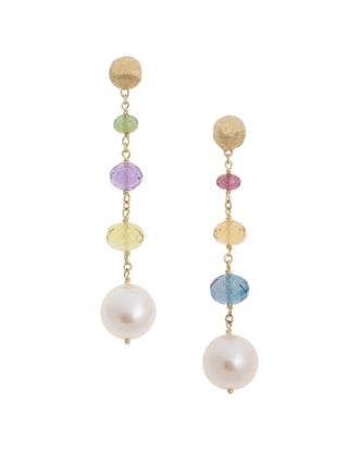 Marco Bicego Africa 18K 7.23 Ct. Tw. Mixed Gemstones & 10Mmmm Pearl Earrings